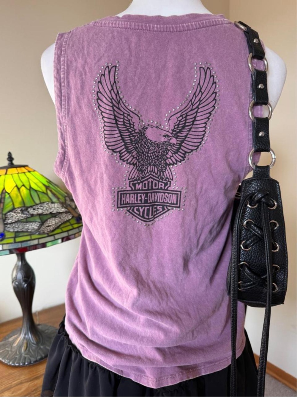 Harley-Davidson Graphic Lace-Up Tank in Purple